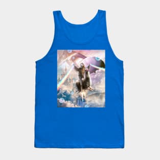 Rainbow Laser Sloth On Llama Unicorn In Space Tank Top